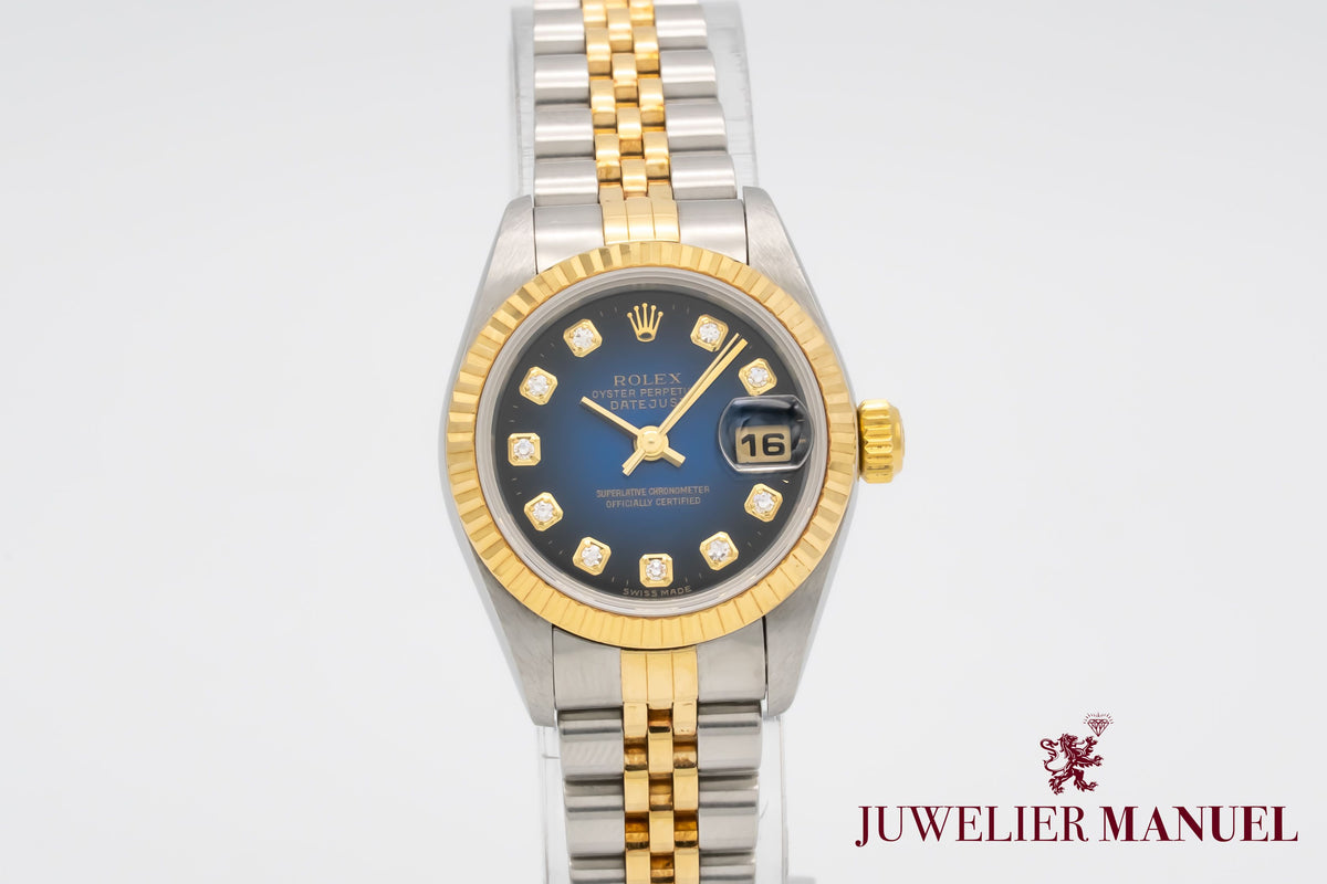 Rolex Lady-Datejust 79173 NOS Blue Vignette Stahl Gelbgold 750 Diamanten 26mm
