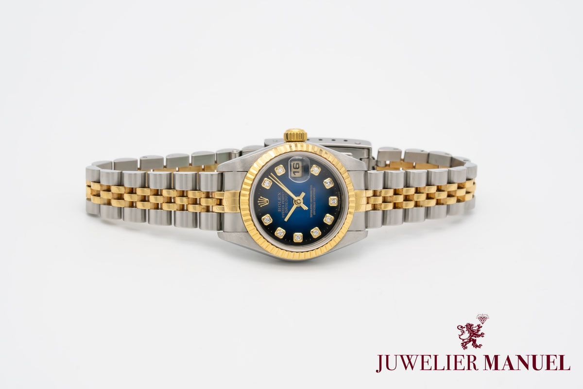 Rolex Lady-Datejust 79173 NOS Blue Vignette Stahl Gelbgold 750 Diamanten 26mm