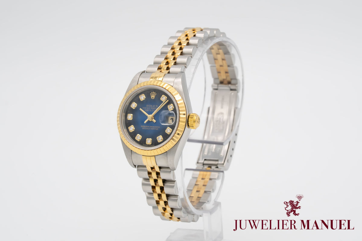 Rolex Lady-Datejust 79173 NOS Blue Vignette Stahl Gelbgold 750 Diamanten 26mm