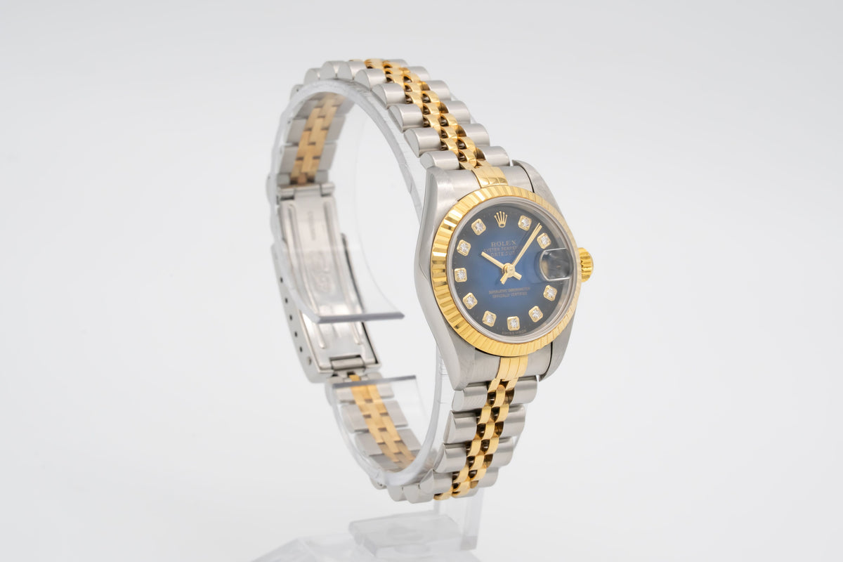 Rolex Lady-Datejust 79173 NOS Blue Vignette Stahl Gelbgold 750 Diamanten 26mm