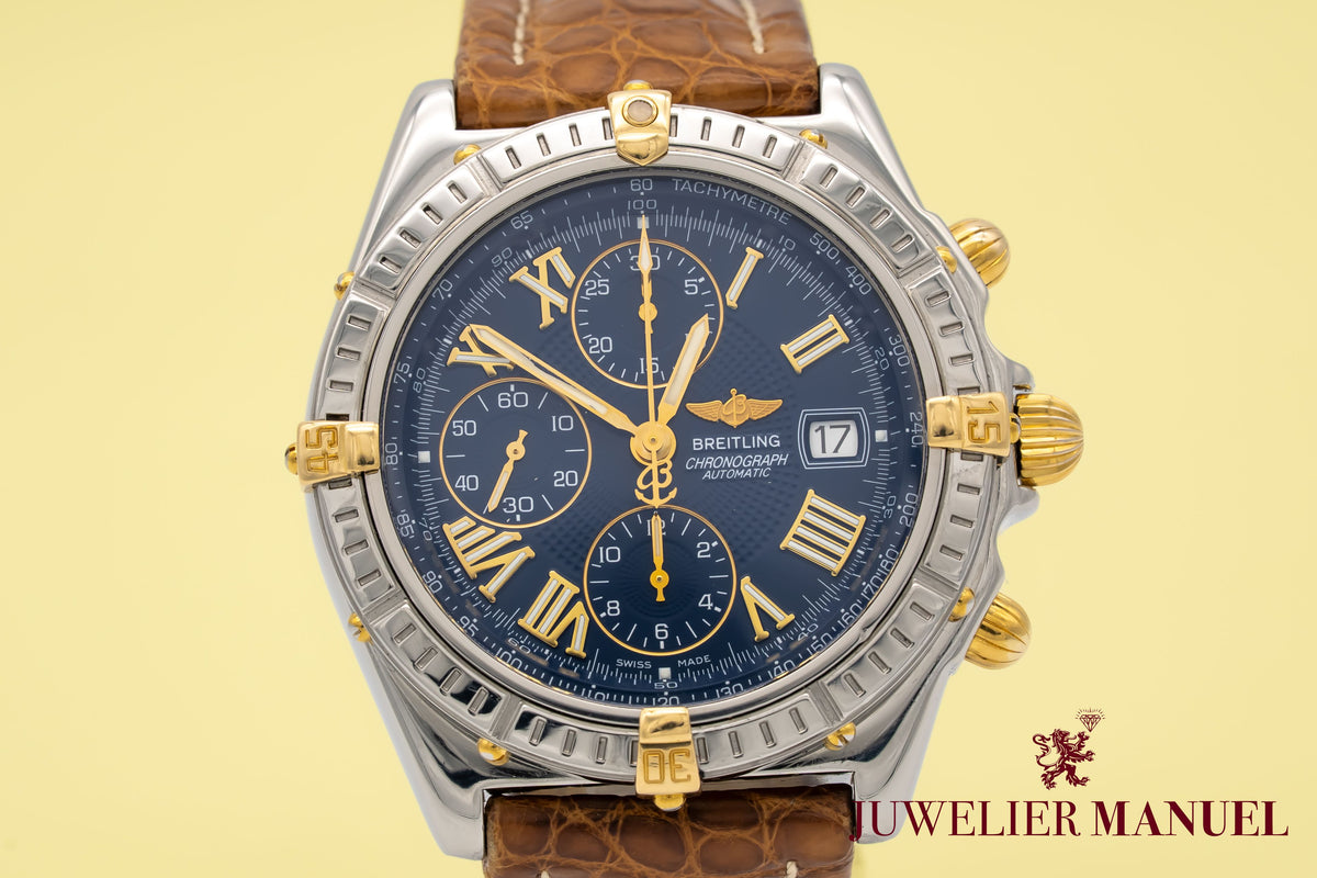 Breitling Crosswind Chronograph B13355 Stahl Gelbgold Automatik 43mm Papers