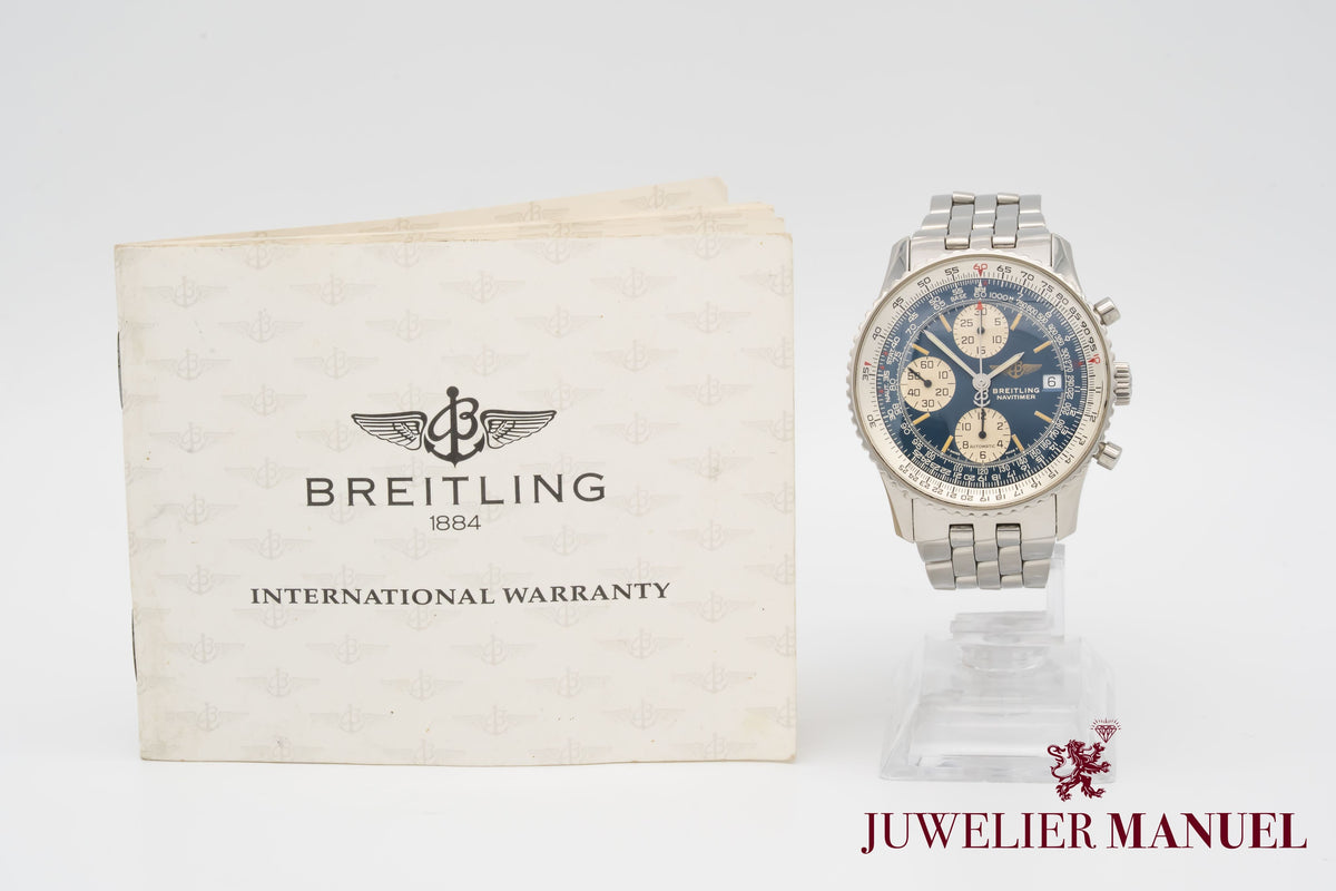 Breitling Old Navitimer A13022 Rare Blue Dial Stahl Automatik 41mm Papers