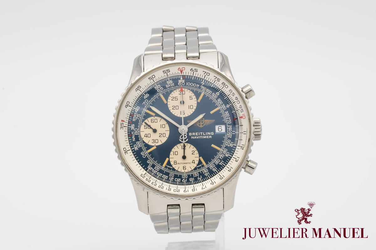 Breitling Old Navitimer A13022 Rare Blue Dial Stahl Automatik 41mm Papers