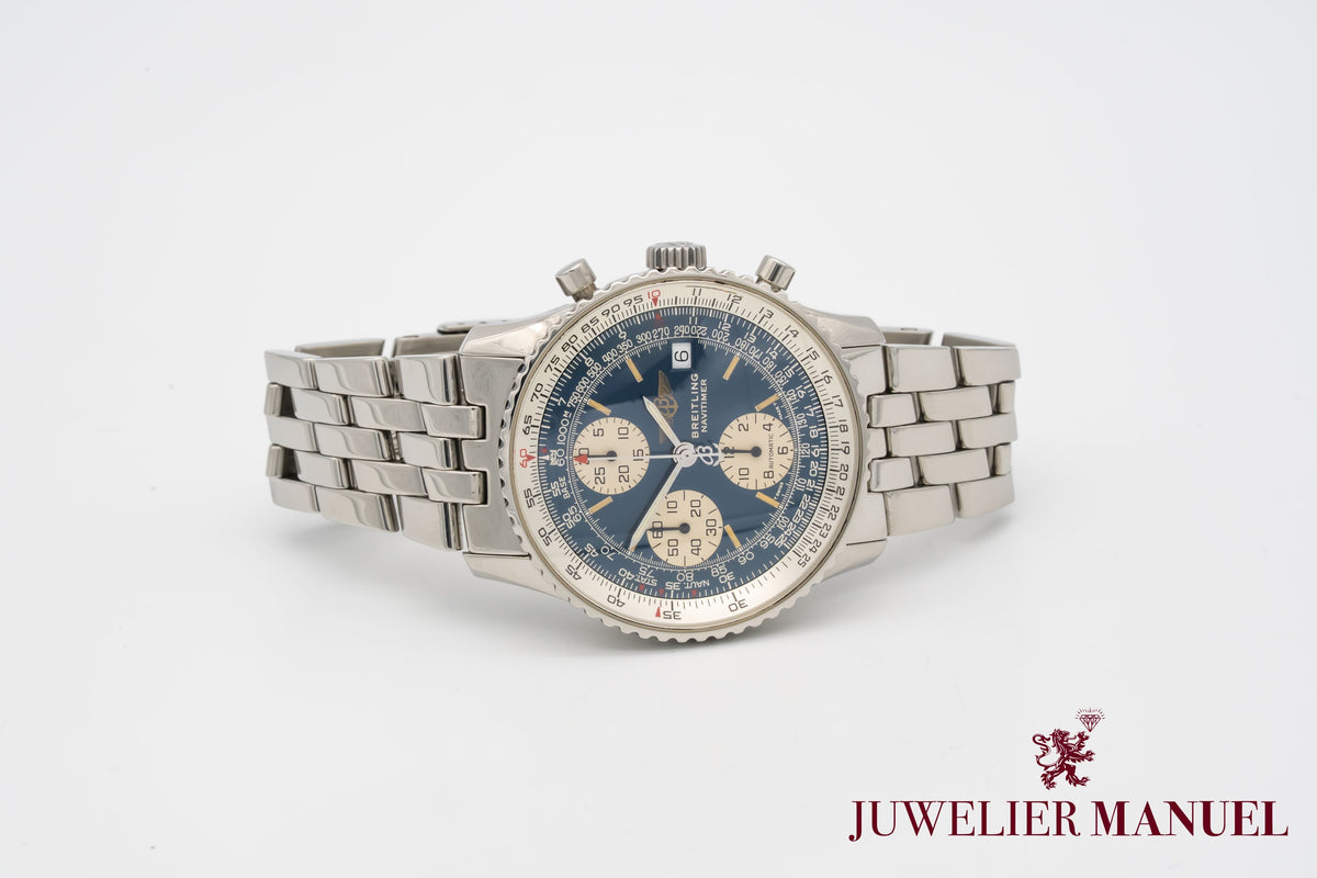 Breitling Old Navitimer A13022 Rare Blue Dial Stahl Automatik 41mm Papers