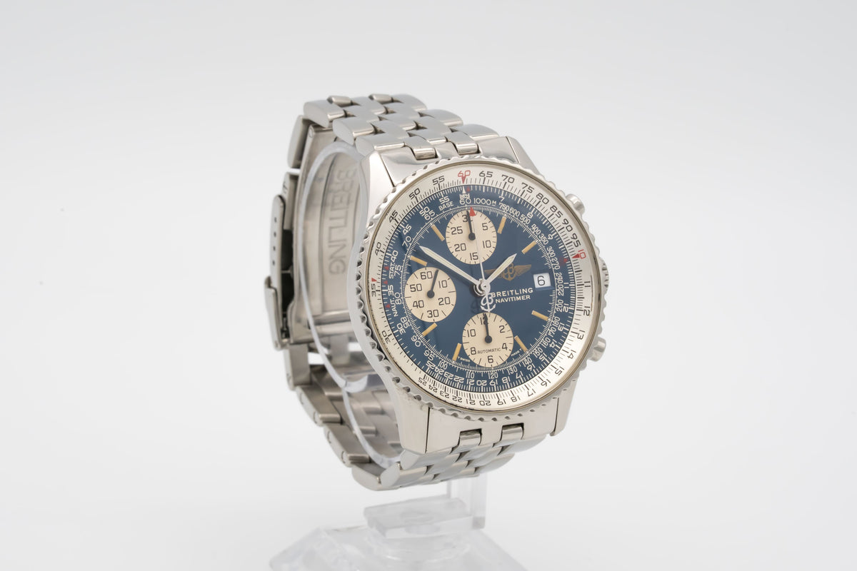 Breitling Old Navitimer A13022 Rare Blue Dial Stahl Automatik 41mm Papers