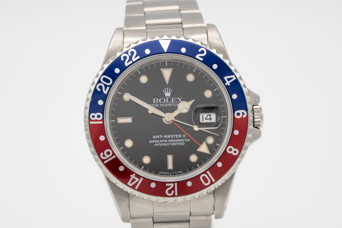 Rolex GMT-Master II 16710 Pepsi Stahl Automatik 40mm Papers