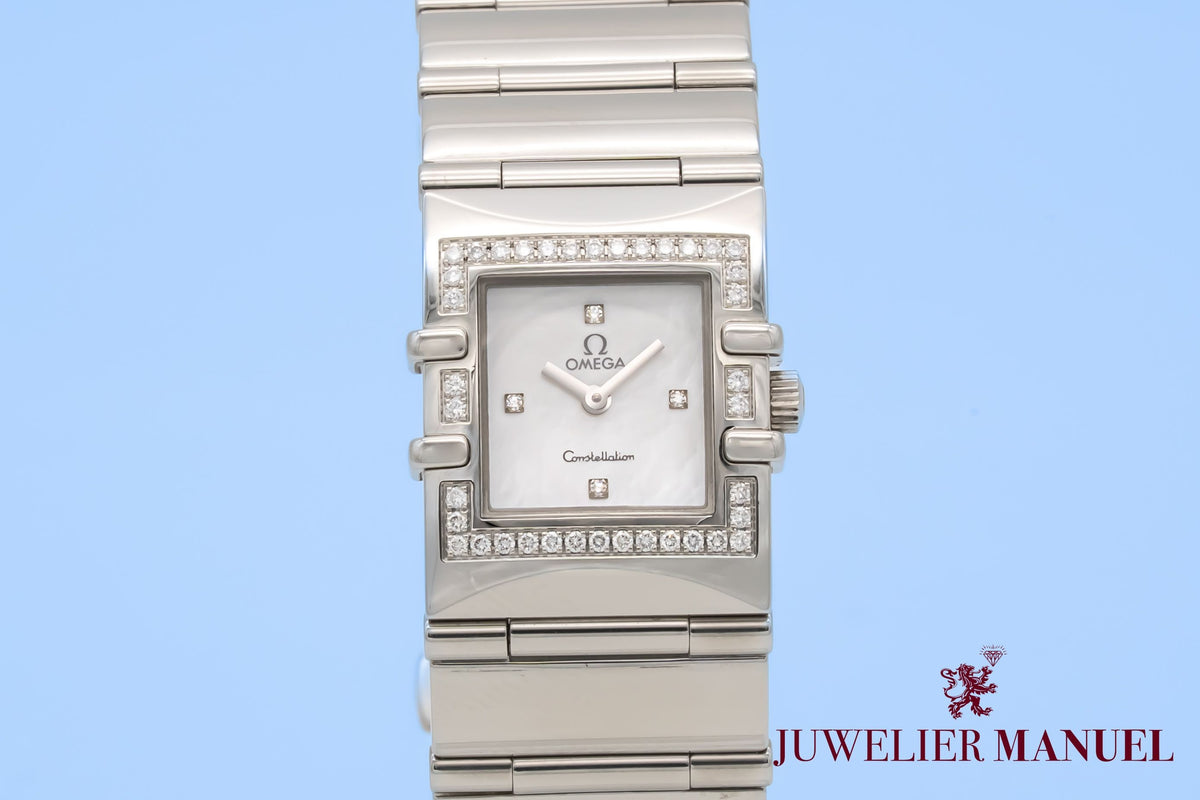 Omega Constellation Quadra 1528.76.00 Factory Diamonds MOP Stainless Steel