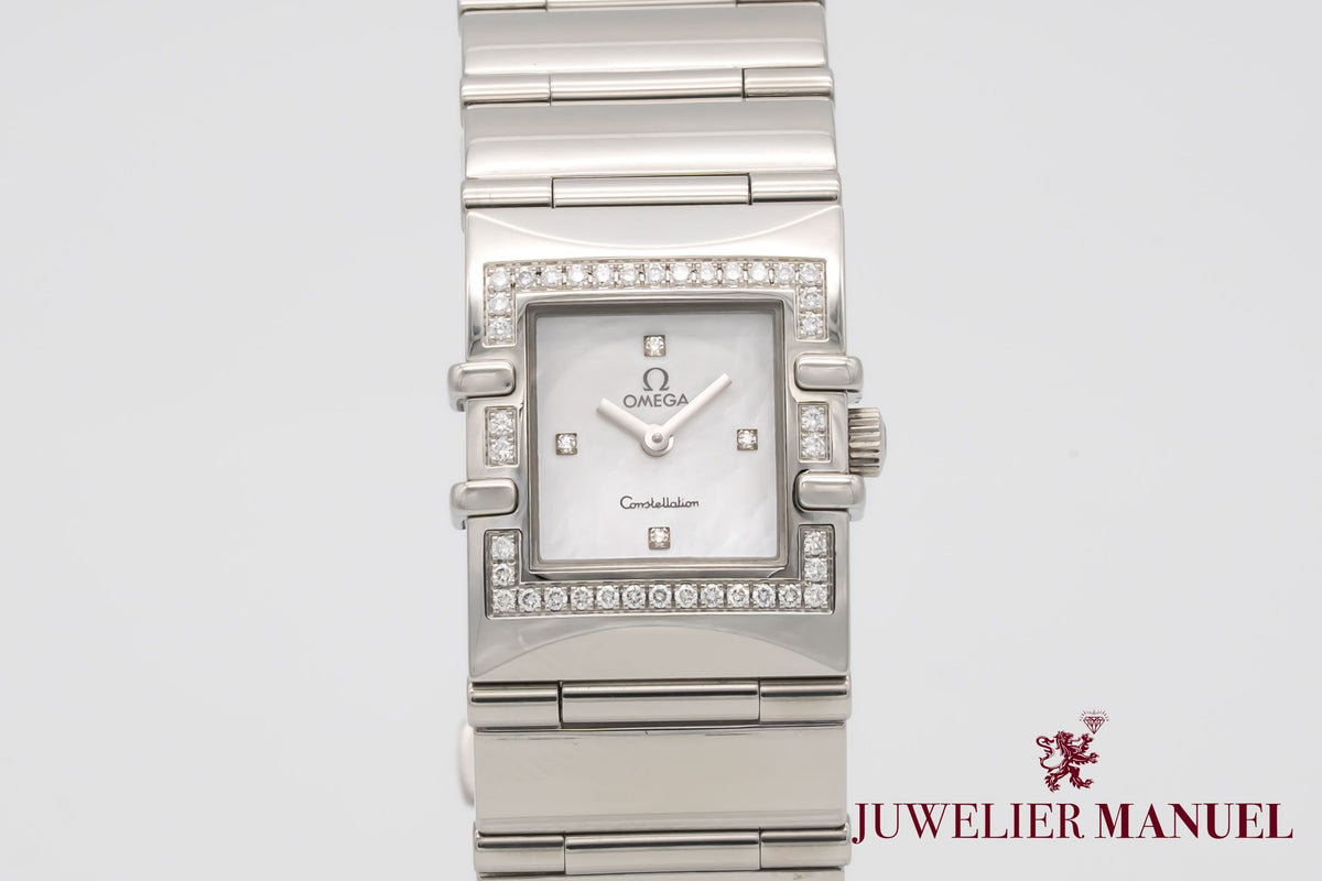 Omega Constellation Quadra 1528.76.00 Factory Diamonds MOP Stainless Steel