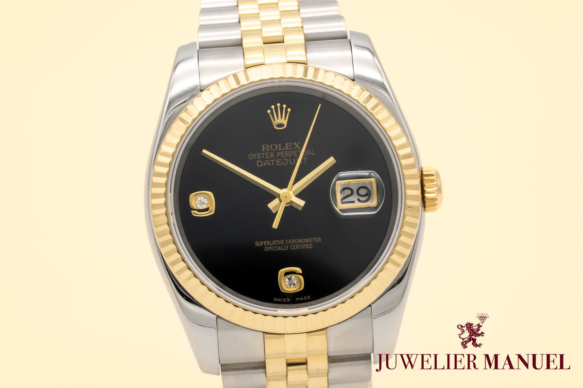 Rolex Datejust 36 116233 Very Rare Onyx Dial Stahl Gelbgold 750 Automatik 36mm