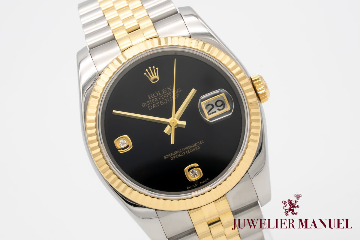 Rolex Datejust 36 116233 Very Rare Onyx Dial Stahl Gelbgold 750 Automatik 36mm