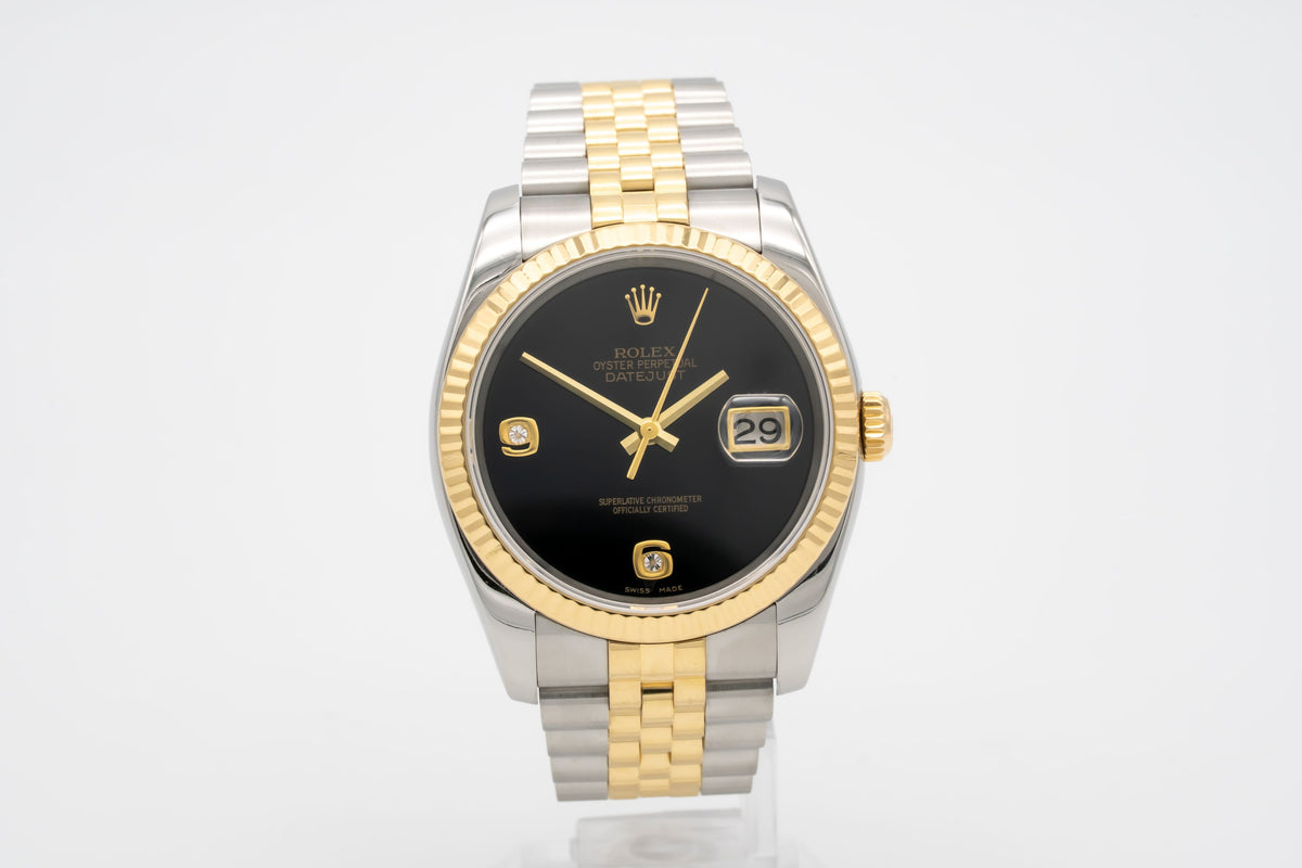 Rolex Datejust 36 116233 Very Rare Onyx Dial Stahl Gelbgold 750 Automatik 36mm