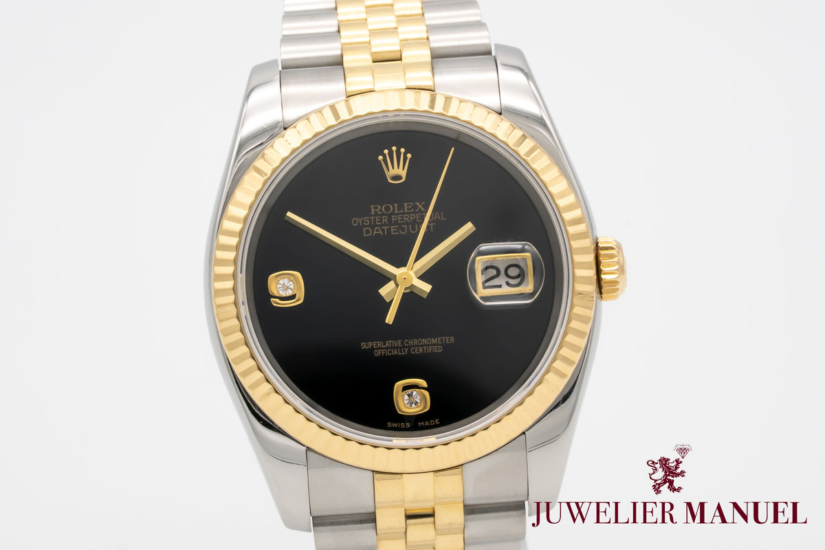 Rolex Datejust 36 116233 Very Rare Onyx Dial Stahl Gelbgold 750 Automatik 36mm