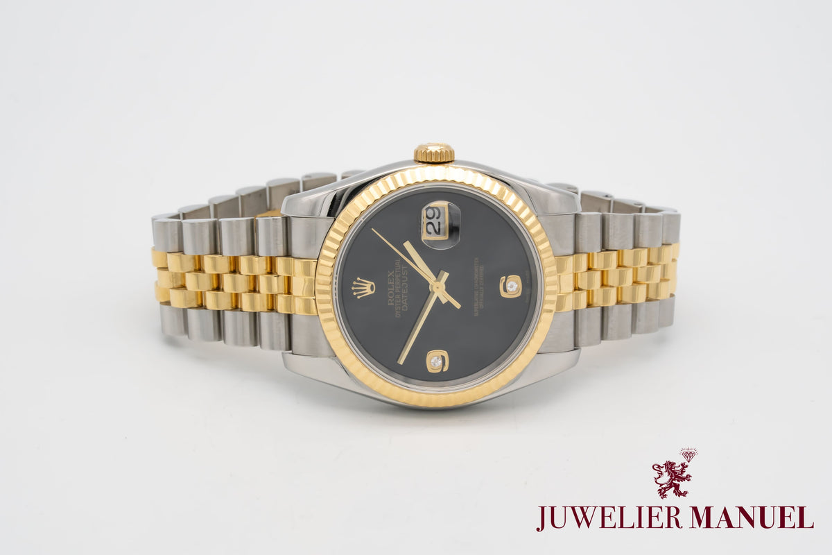 Rolex Datejust 36 116233 Very Rare Onyx Dial Stahl Gelbgold 750 Automatik 36mm