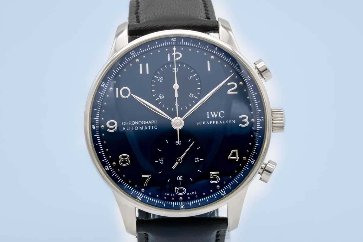 IWC Portugieser Chronograph IW371491 Blue Dial Stahl Automatik 41mm Papers