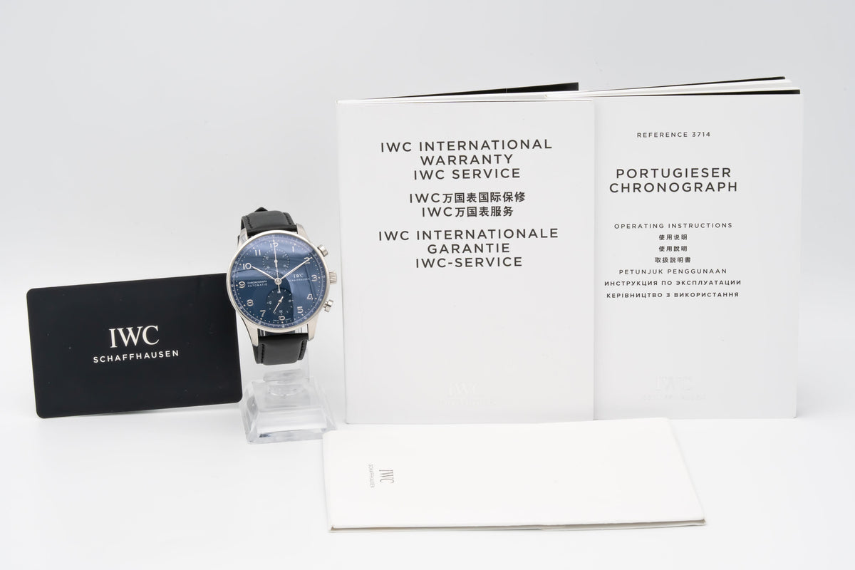 IWC Portugieser Chronograph IW371491 Blue Dial Stahl Automatik 41mm Papers