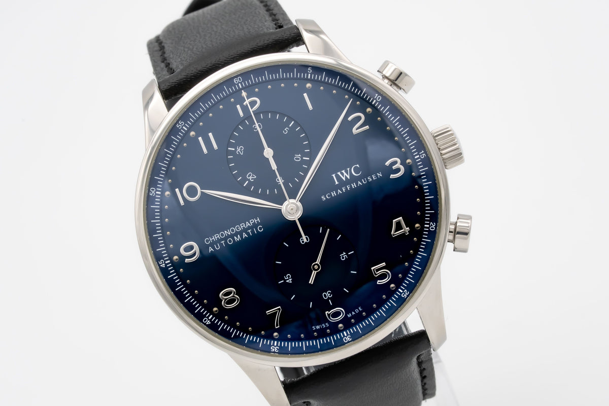 IWC Portugieser Chronograph IW371491 Blue Dial Stahl Automatik 41mm Papers