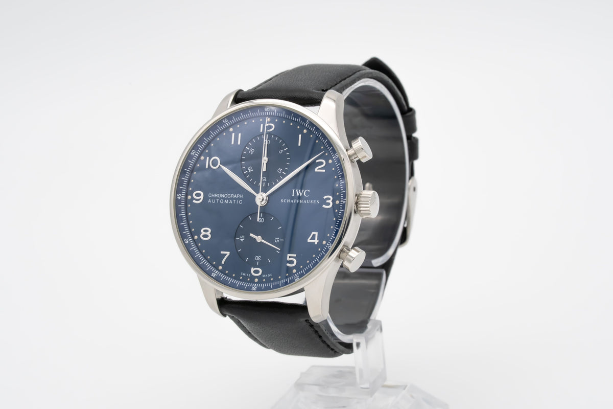 IWC Portugieser Chronograph IW371491 Blue Dial Stahl Automatik 41mm Papers