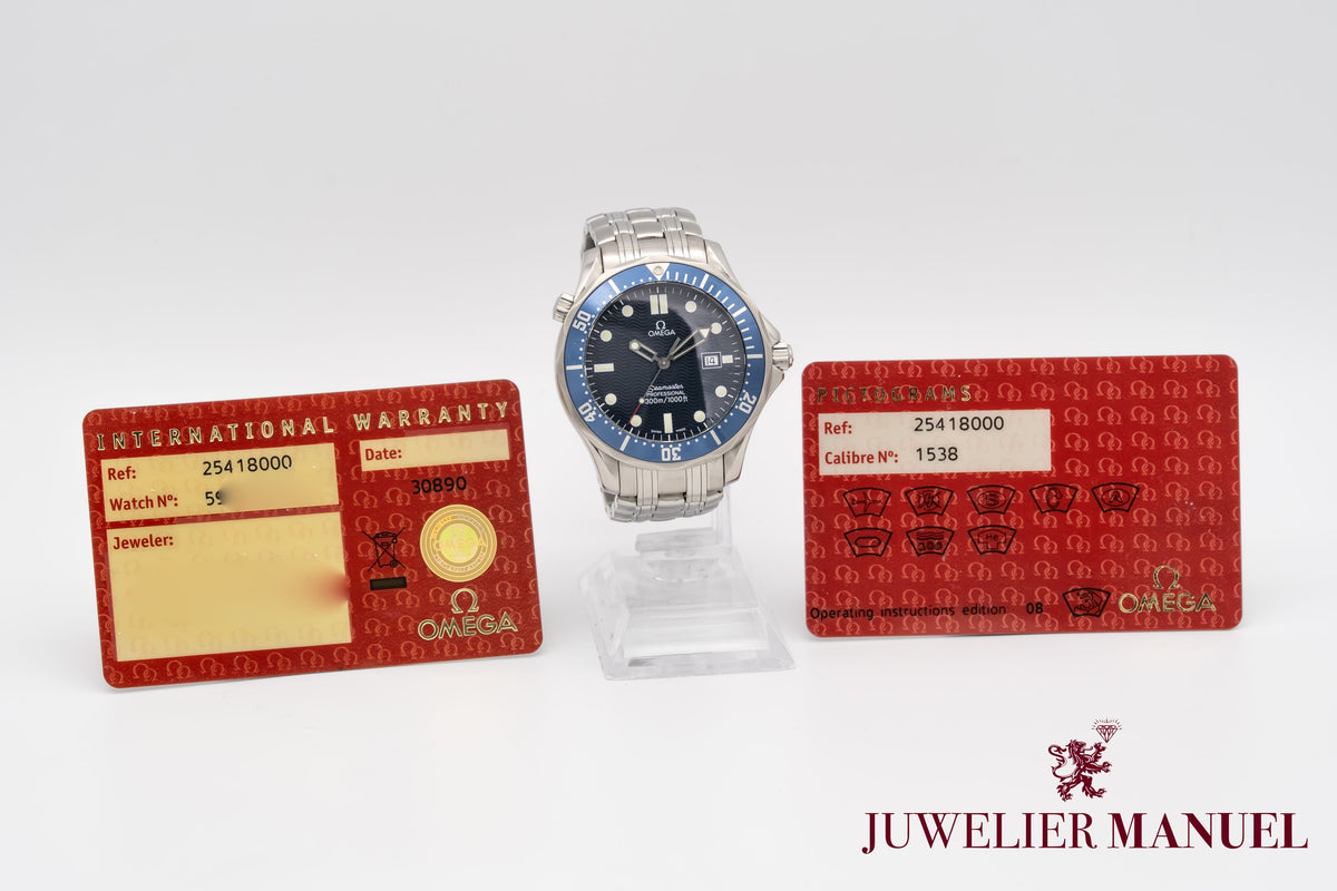 Omega Seamaster Diver 300 M 25418000 Blue Stainless Steel Papers 41mm