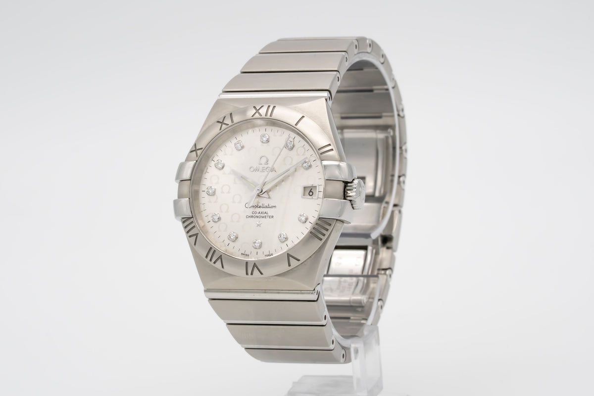 Omega Constellation Ladies Diamond Dial Stahl Automatik 35mm Papers Herrenuhr