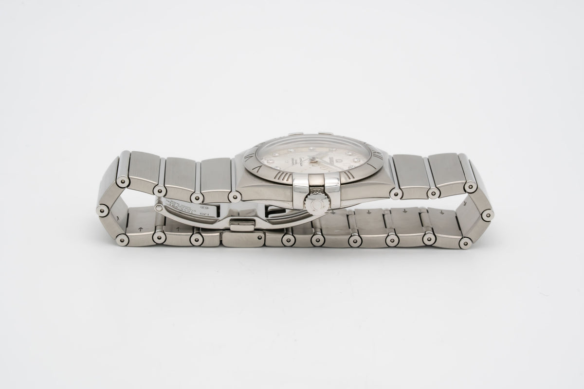 Omega Constellation Ladies Diamond Dial Stahl Automatik 35mm Papers Herrenuhr