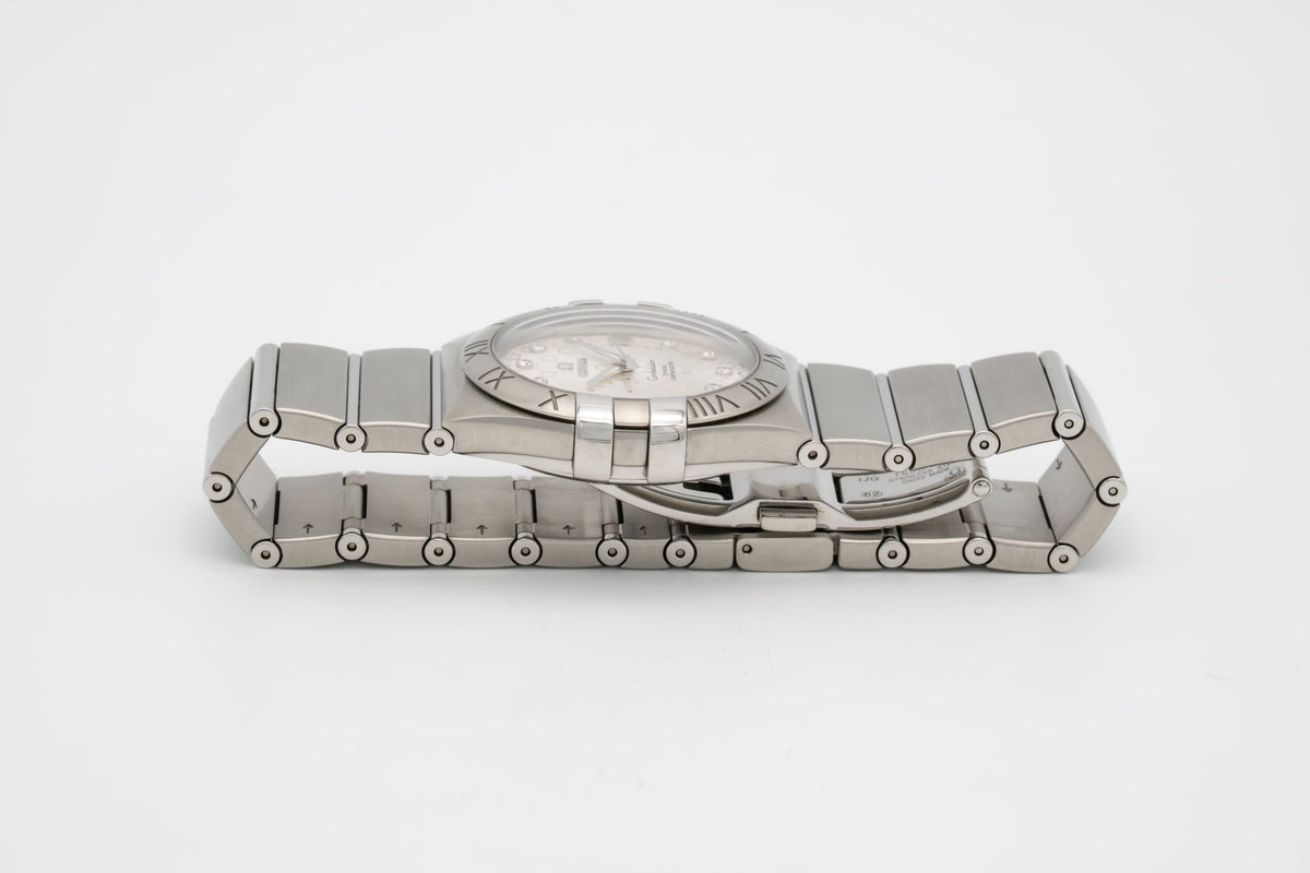 Omega Constellation Ladies Diamond Dial Stahl Automatik 35mm Papers Herrenuhr