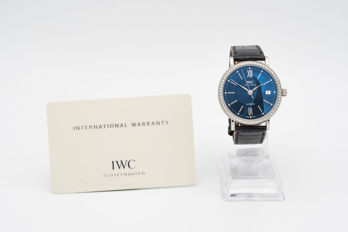 IWC Portofino Automatic IW458111 Factory Diamonds Blue Dial Stahl Automatik 37mm