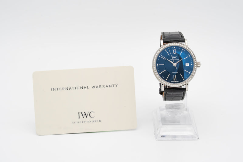IWC Portofino Automatic IW458111 Factory Diamonds Blue Dial Stahl Automatik 37mm