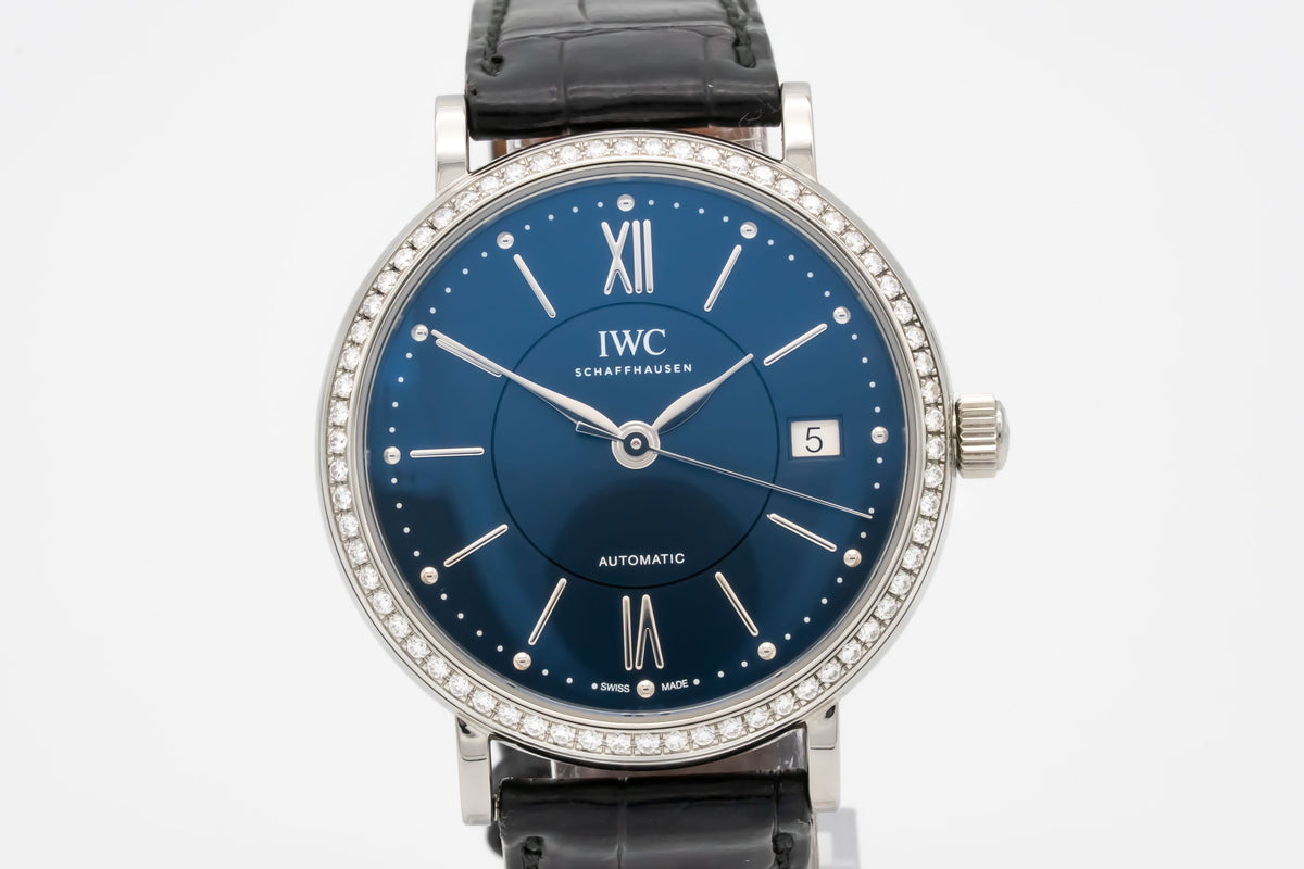 IWC Portofino Automatic IW458111 Factory Diamonds Blue Dial Stahl Automatik 37mm
