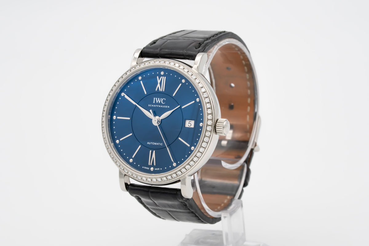 IWC Portofino Automatic IW458111 Factory Diamonds Blue Dial Stahl Automatik 37mm