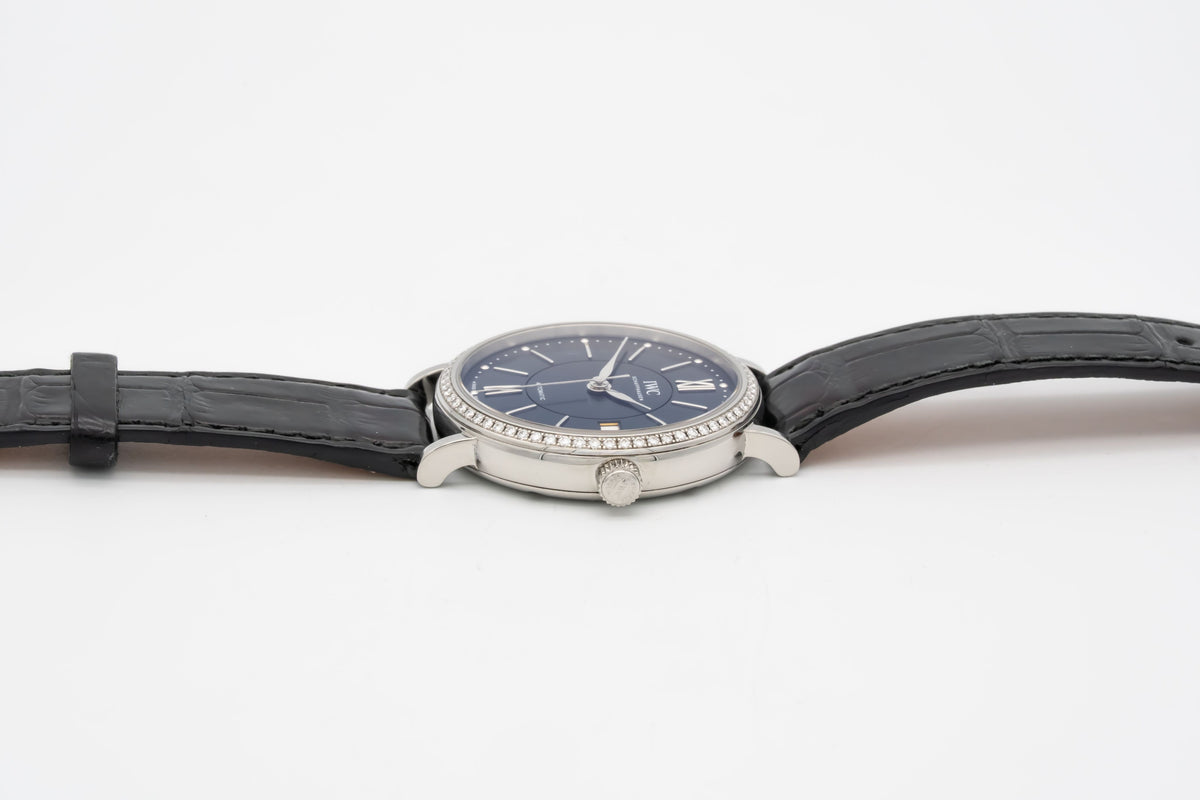 IWC Portofino Automatic IW458111 Factory Diamonds Blue Dial Stahl Automatik 37mm