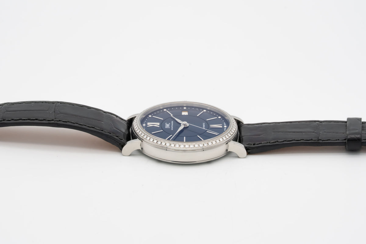 IWC Portofino Automatic IW458111 Factory Diamonds Blue Dial Stahl Automatik 37mm
