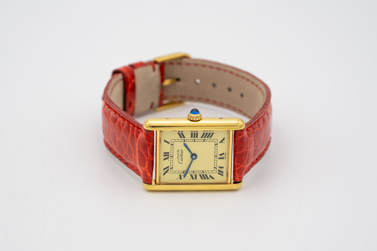 Cartier Tank Vermeil 590005 Rare Large Model Herrenuhr