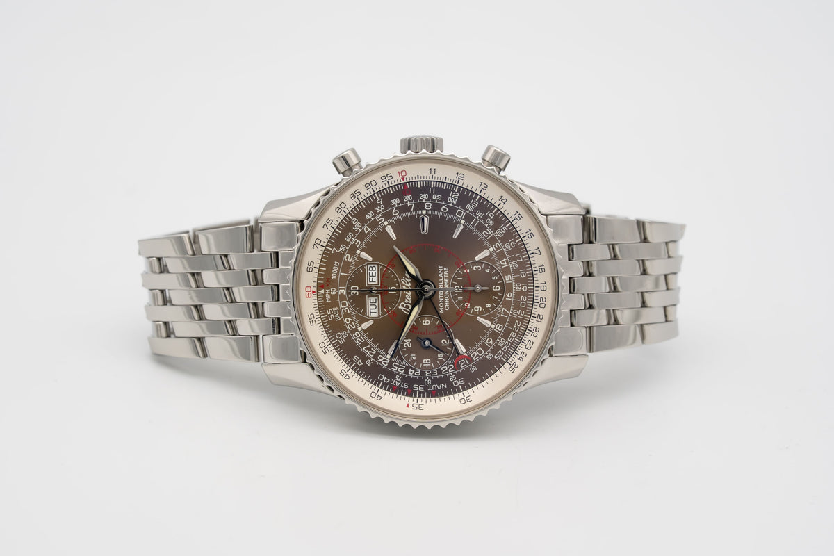Breitling Montbrillant Datora Navitimer Montbrillant Datora A21330 Brown Dial Stahl Automatik 43mm