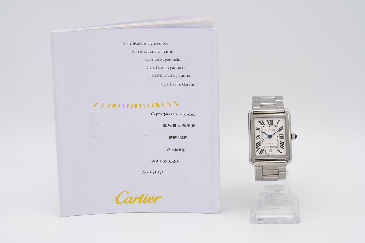 Cartier Tank Solo XL 3515 Stahl Automatik 31mm Herrenuhr Papers