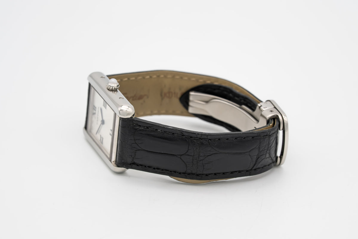 Cartier Tank Solo 2716 Cadran Orange Rare Acier Inoxydable 24mm