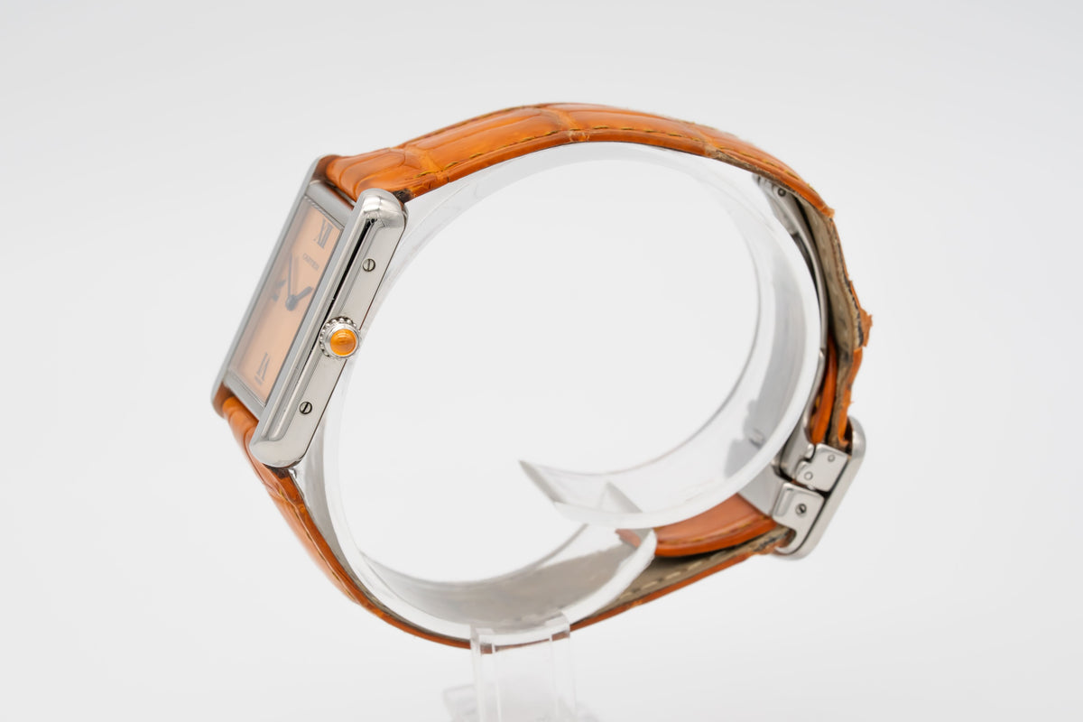 Cartier Tank Solo 2716 Rare Orange Dial Stainless Steel 24mm