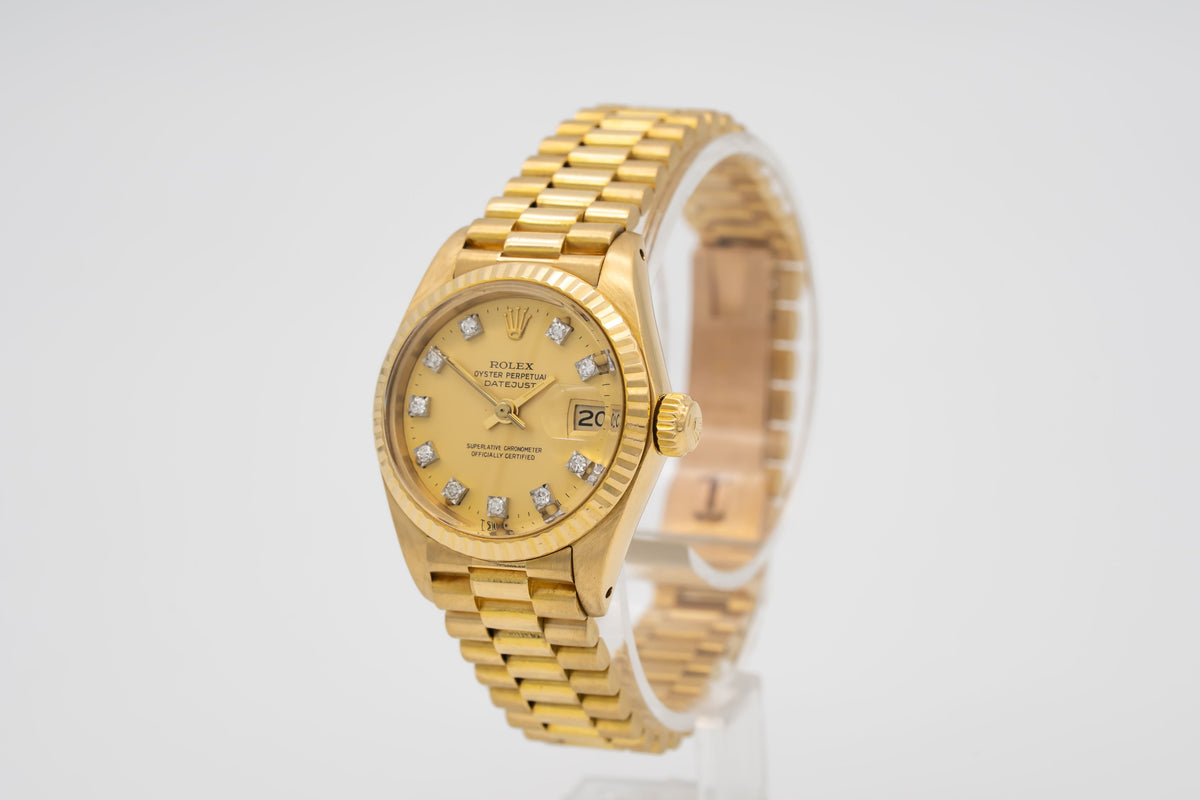 Rolex Lady-Datejust 6917 B&P Factory Diamond Dial Gelbgold 750 Automatik 26mm