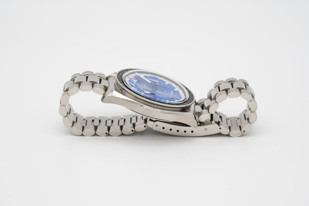 Omega Speedmaster Unpolished Blue Schumacher Edition Stahl Automatik 39mm
