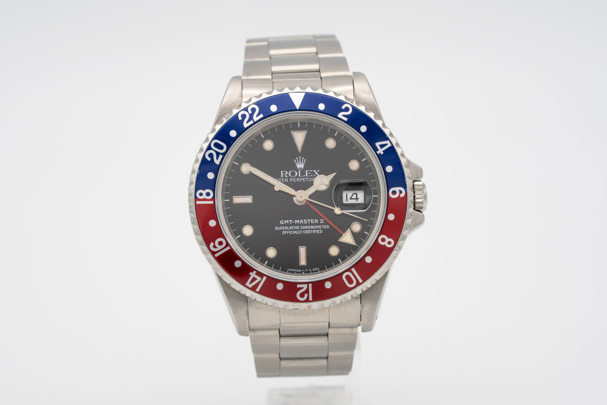 Rolex GMT-Master II 16710 Pepsi Stahl Automatik 40mm Papers