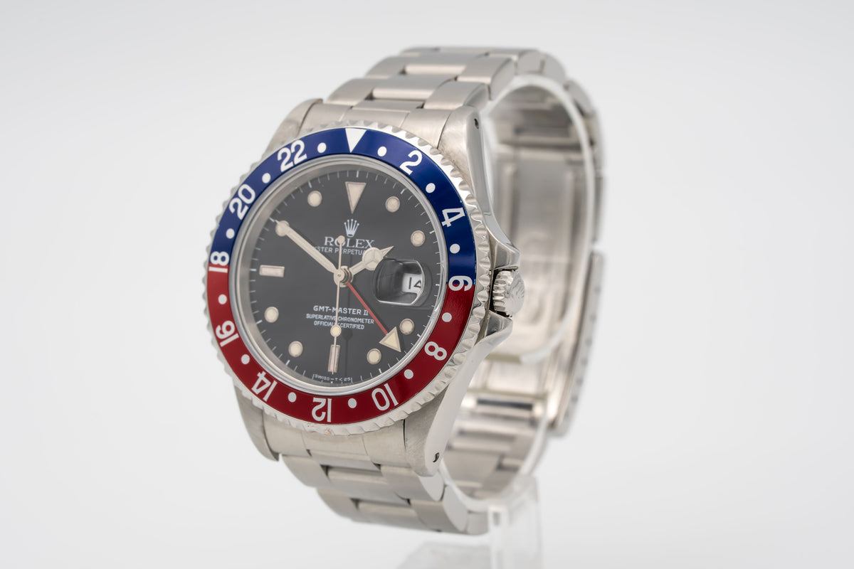 Rolex GMT-Master II 16710 Pepsi Stahl Automatik 40mm Papers