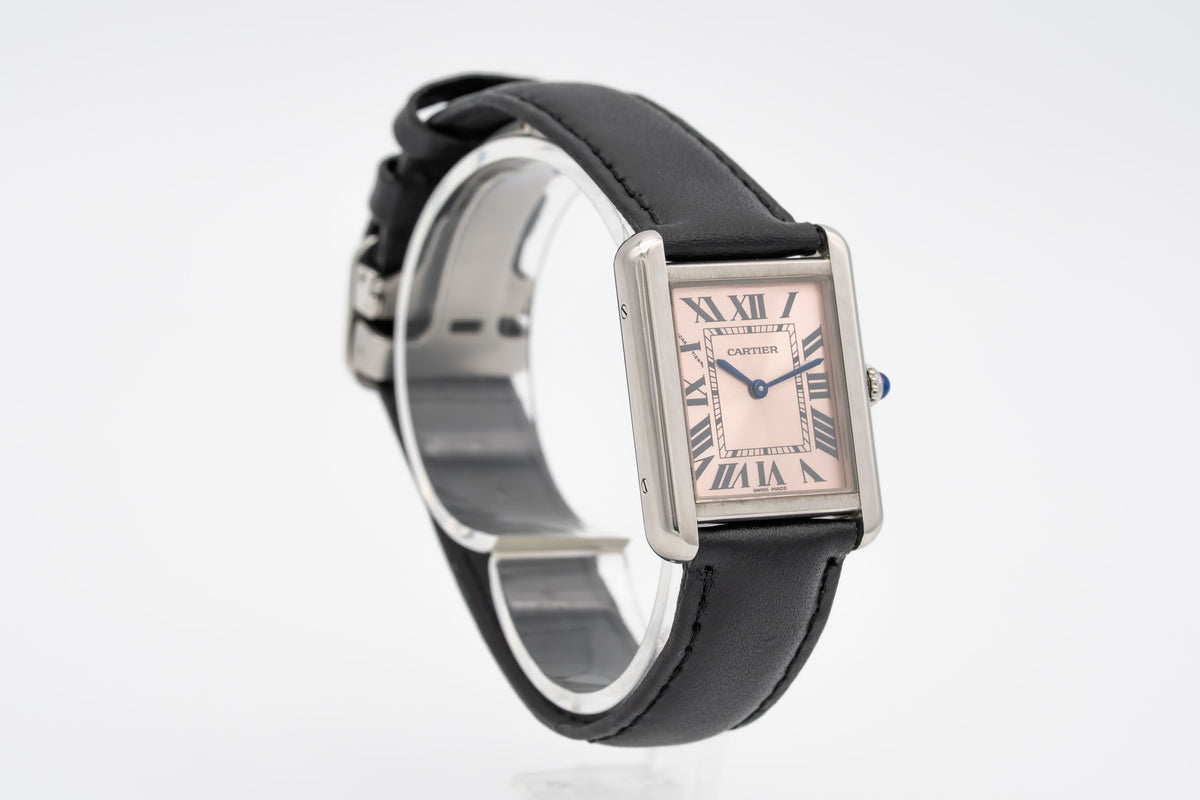 Cartier Tank Solo 3170 Rare Pink Dial Stainless Steel 24mm