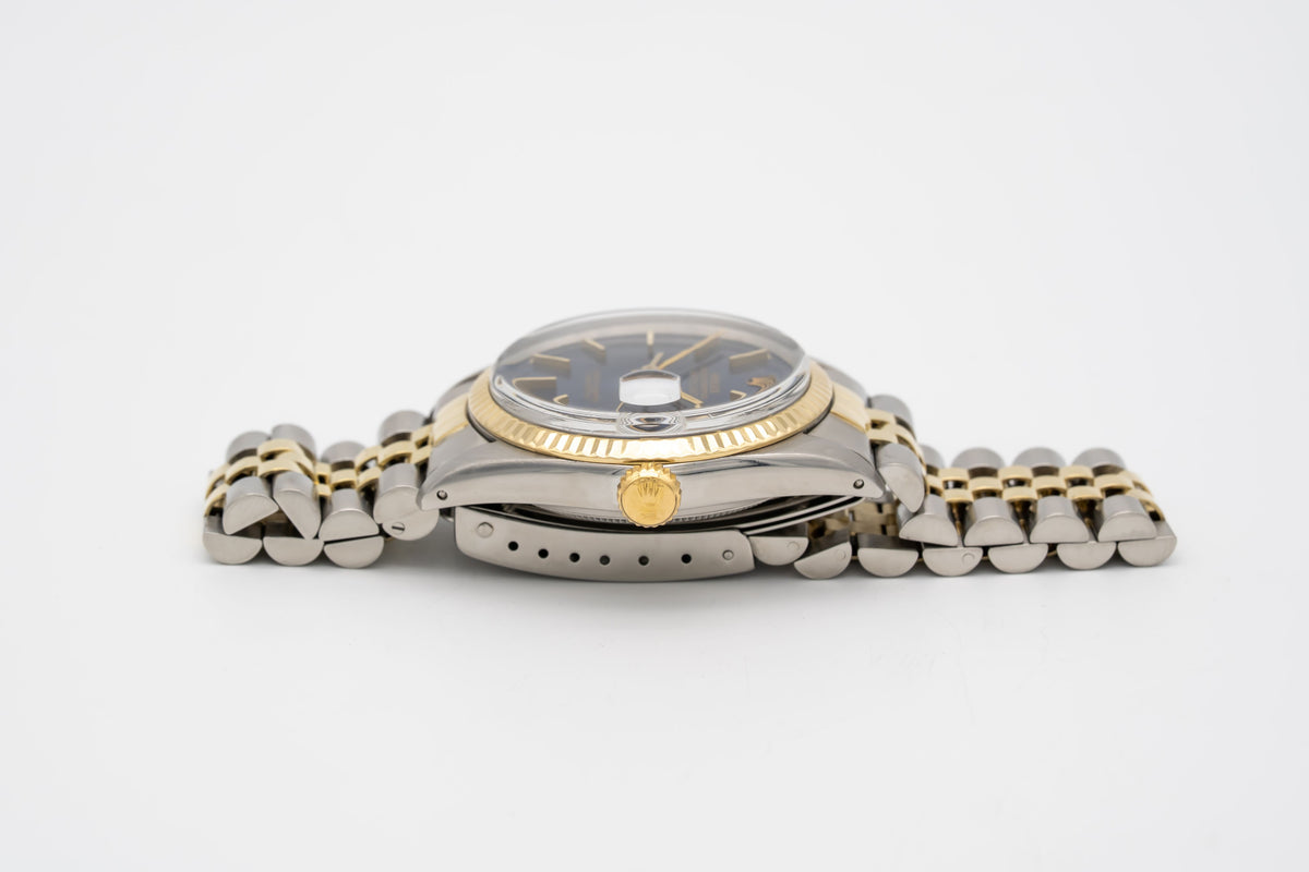 Rolex Datejust 16013 Rare Blue Dial Stahl Gelbgold 750 Automatik 36mm
