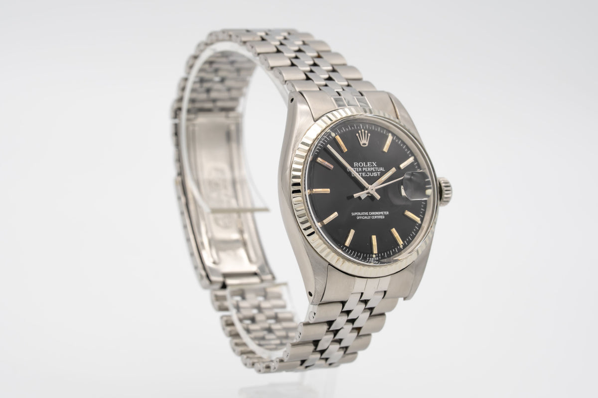 Rolex Datejust 36 1601 Rare Black Pie Pan Dial Stahl Weissgold 750 36mm