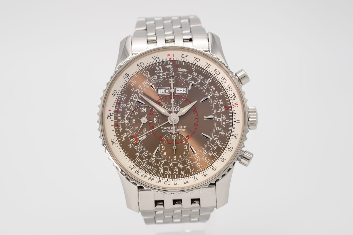 Breitling Montbrillant Datora Navitimer Montbrillant Datora A21330 Brown Dial Stahl Automatik 43mm