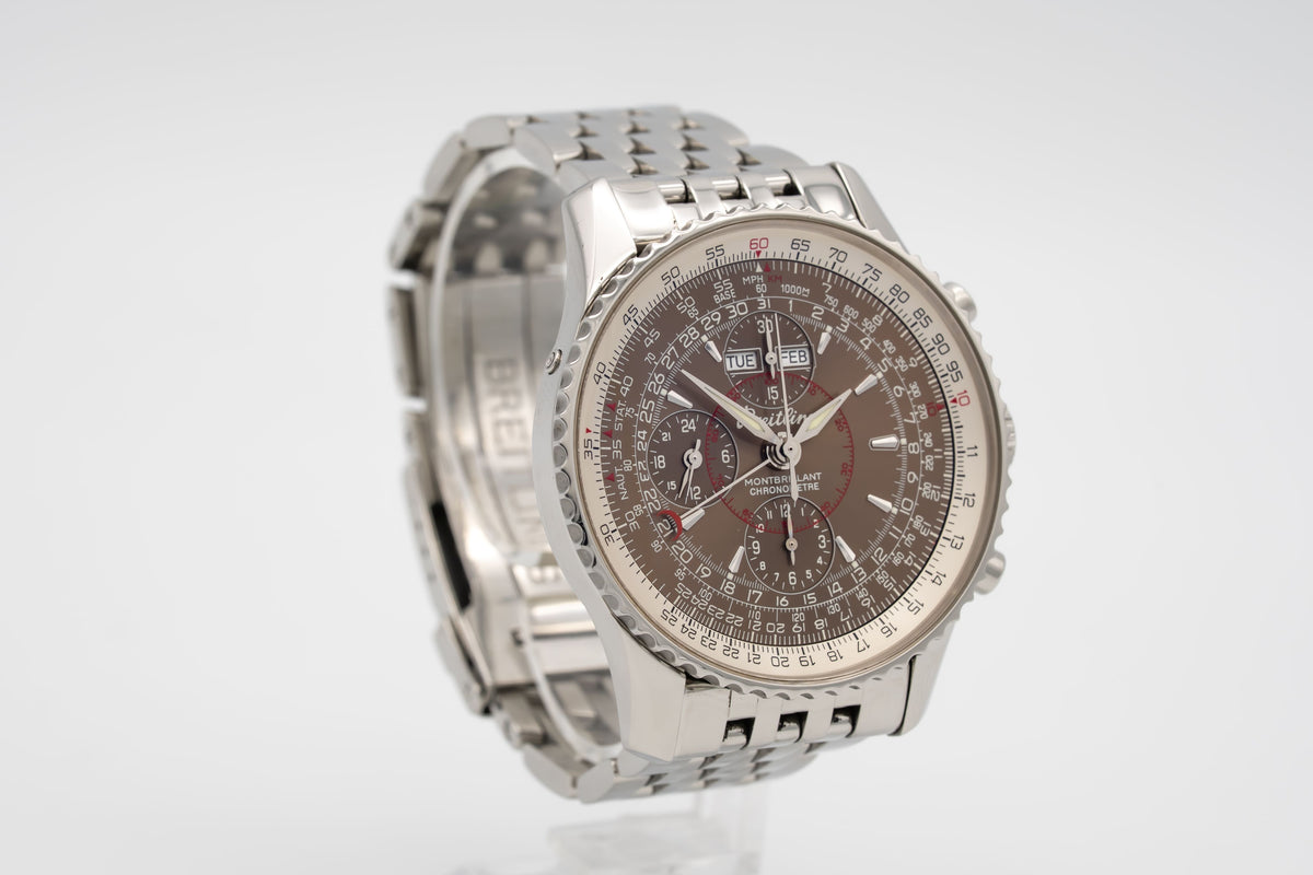 Breitling Montbrillant Datora Navitimer Montbrillant Datora A21330 Brown Dial Stahl Automatik 43mm