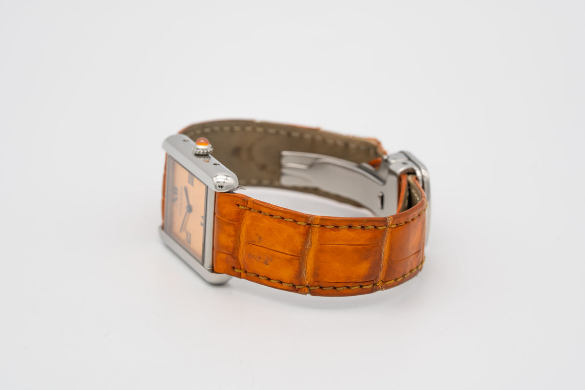 Cartier Tank Solo 2716 Rare Orange Dial Stainless Steel 24mm