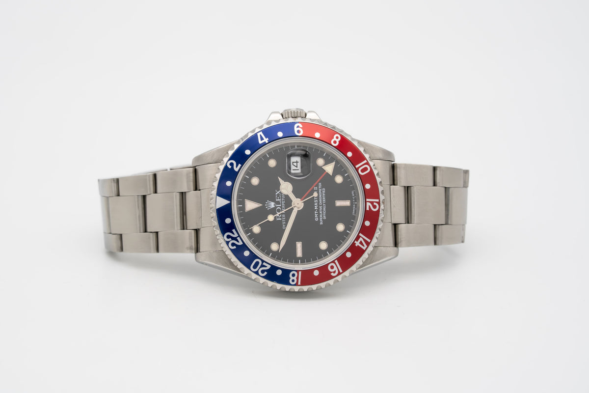 Rolex GMT-Master II 16710 Pepsi Stahl Automatik 40mm Papers