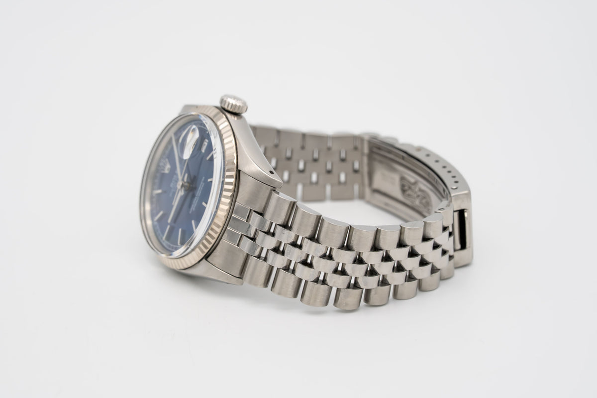Rolex Datejust 36 16014 Rare Blue Dial Stahl Weissgold 750 Automatik 36mm