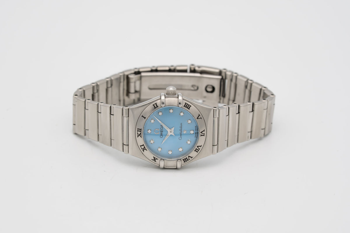 Omega Constellation Ladies Lady Blue MOP Diamond Dial 1562.85 Steel 22m