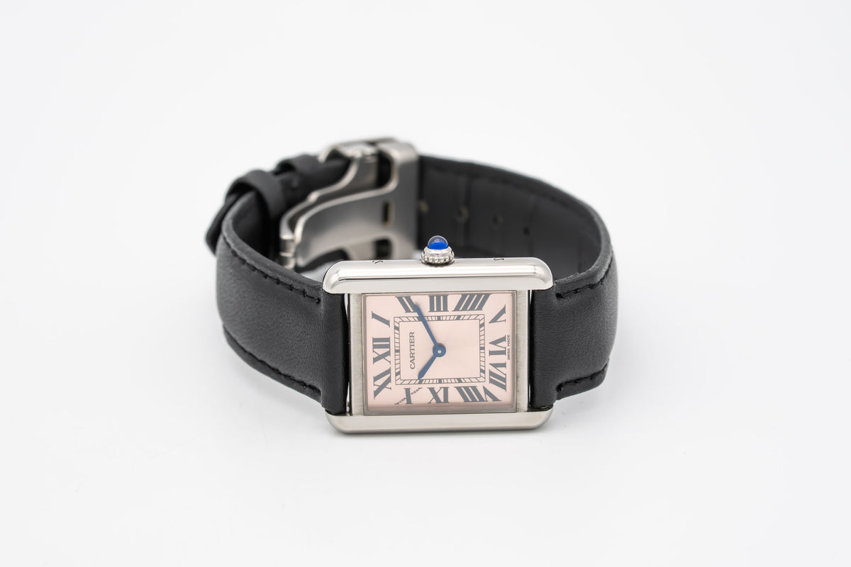 Cartier Tank Solo 3170 Rare Pink Dial Stainless Steel 24mm